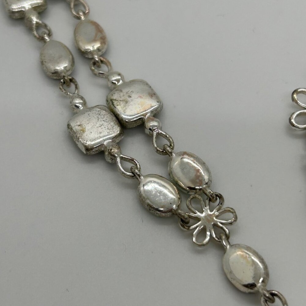 Multi Color Link Chocker Necklace & Bracelet Set Silver Setting With Multi Color - Picture 13 of 16